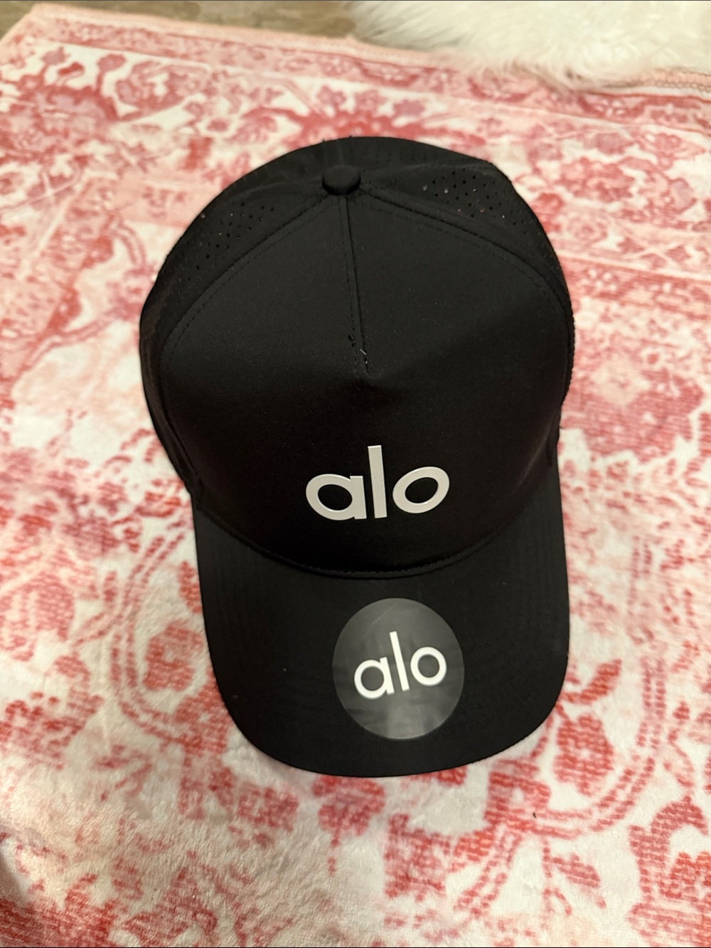 ALO Yoga Black Perforated Logo Baseball Cap